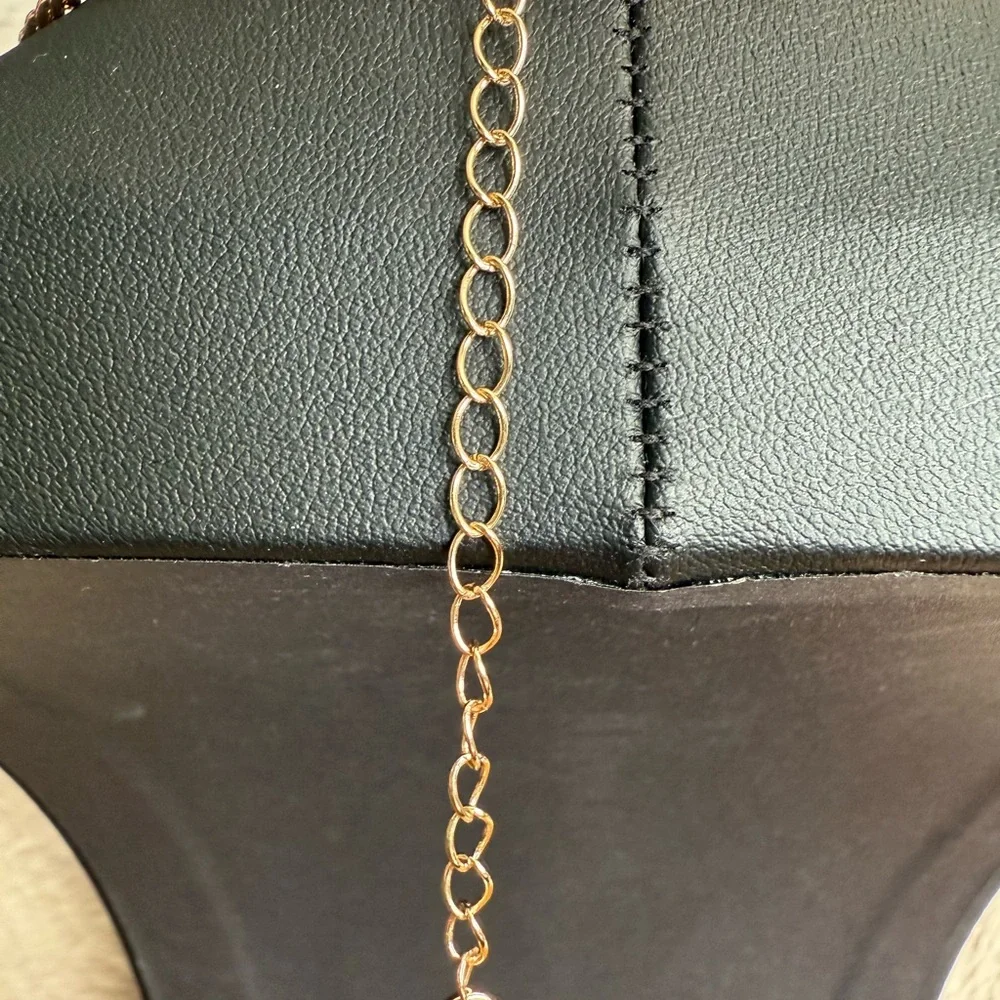 3D Gold Floral Design Statement Necklace - Picture 11 of 12